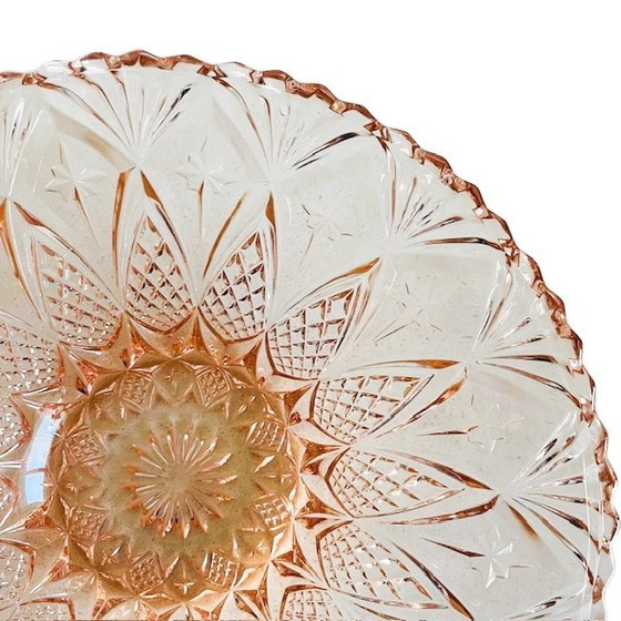 Image 1 of Vintage Art Deco XL roze kristallen fruitschaal roze Rosaline 1930's