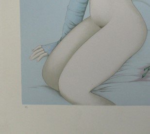 Image 1 of Nu á La Rose - Signierte Farblithographie von Mara Tran-Long