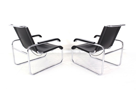 Image 1 of 1A Restored, Early Edition Marcel Breuer B35 / S35L Lounge Chair / Cantilever Chair for Thonet, Leather and Chrome, 1 of 2