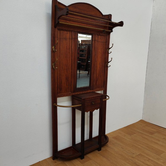 Image 1 of Antique hallway furniture, coat rack, free-standing coat rack with mirror