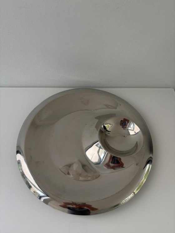 Sculpturale Hoogglans RVS Schaal – Space Age Design – Schalen (photo 11 of 13)