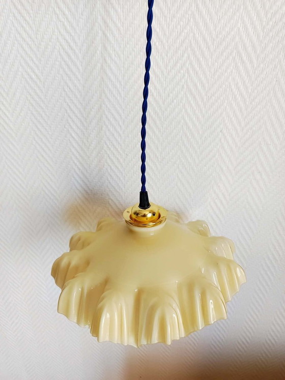 Image 1 of Art Deco draped yellow glass pendant light