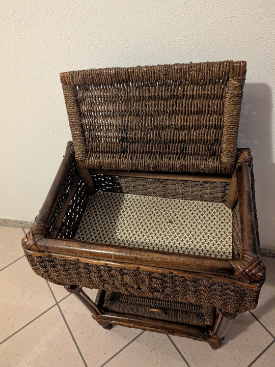 Image 1 of Vintage Bamboo and Woven Wicker Cabinet – 1960s/70s Boho Chic