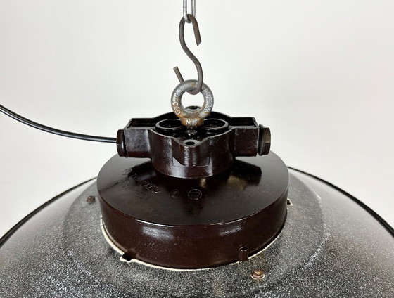 Image 1 of Industrial Grey Enamel Factory Hanging Cage Lamp, 1960s