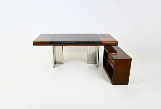 Italian Desk by Hans Von Klier for Skipper, 1970s – Leather, Wood (photo 5 of 15)