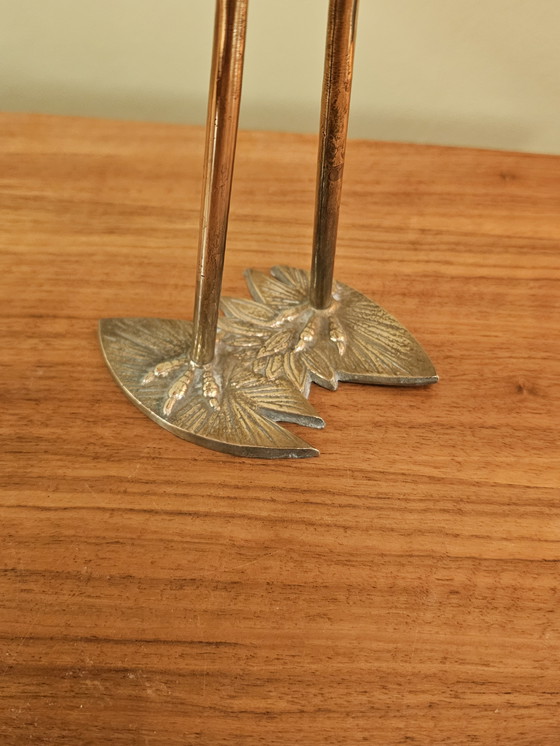 Image 1 of Vintage Brass Flamingo Bird 1970s Yellow Brass