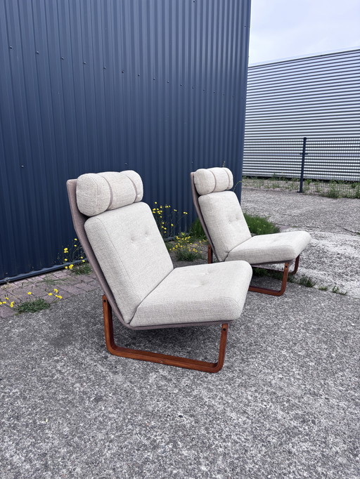 2 stuks vintage design teak magnes olesen easy chair fauteuil