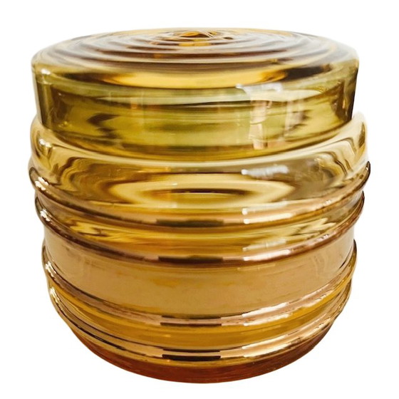 Image 1 of Scatola per gioielli Art Déco in vetro ambra e oro 1950