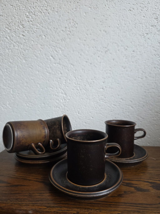 Arabia Finland Ruska cup and saucer set of 4
