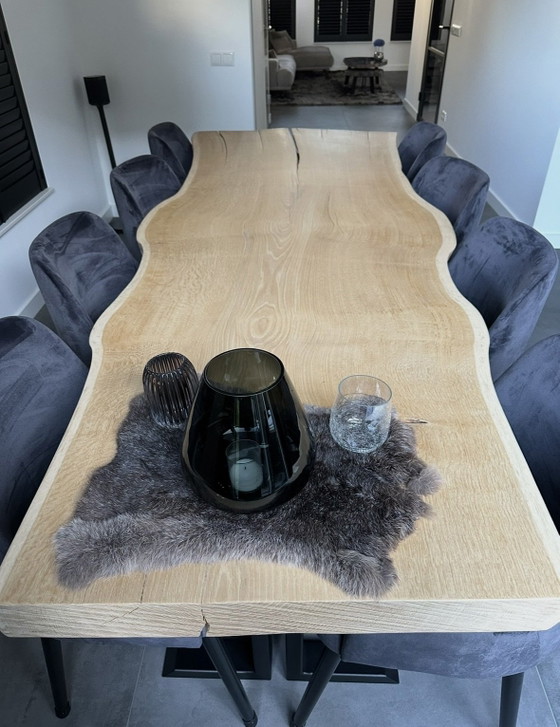 Eikenhouten Tafel met stalen poten, Eettafels, Bruin (foto 3 van 5)
