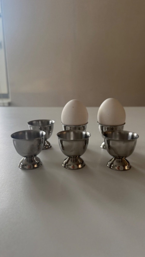 Image 1 of Vintage Stainless Steel Egg Cups (Set of 6)