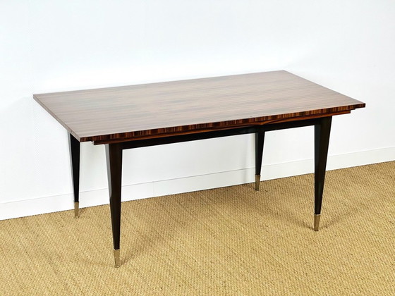 Image 1 of Modernistische eettafel van zebranohout, 1950