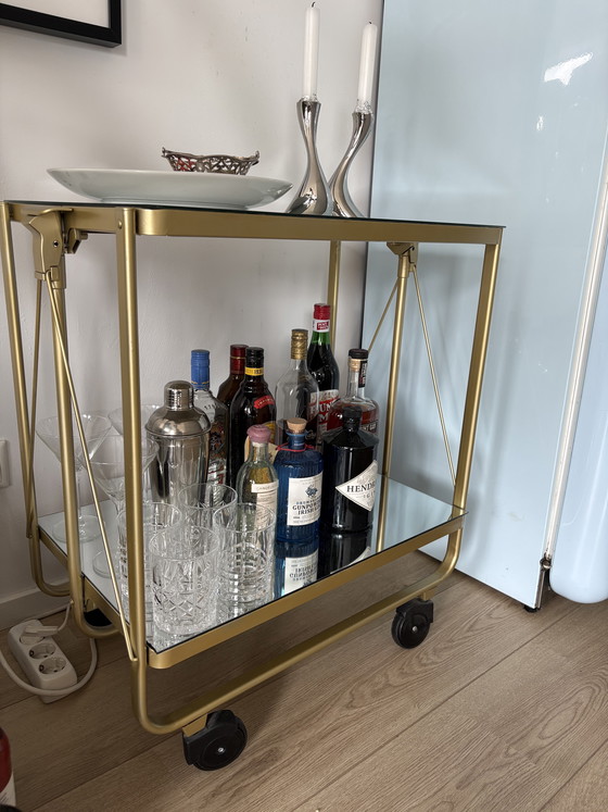 Image 1 of Carrello da tè/bar vintage con vetro a specchio