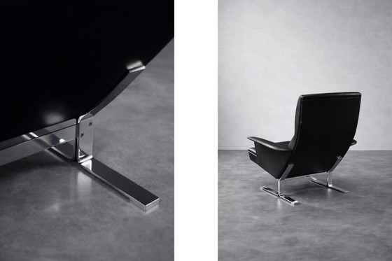Image 1 of Vintage Mid-Century Modern Danish Black Leather Lounge Chair by Georg Thams for A/S Vejen Polstermöbelfabrik, 1960s