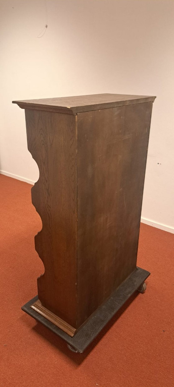 Image 1 of Vintage wooden cabinet with drawers and ribbed edge