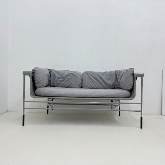 Grey 2 seaters with metal frame Bruno Rota for Esse, 1986 Italy, Textile, Modern (photo 5 of 15)