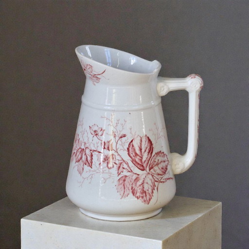 Großer antiker rosa Steingutkrug, Kaiserliches Bonn, 19. Jahrhundert