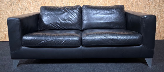 Image 1 of Machalke Design Leather Sofa Model Pablo Black