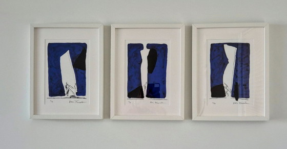 Image 1 of Aki Kuroda "Blue Dance" Set of 3 Prints - Framed
