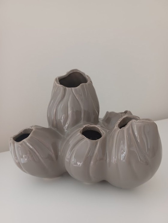 Image 1 of Serax. Maxi flower (tulip) vase, coral. 6 holes. Taupe.