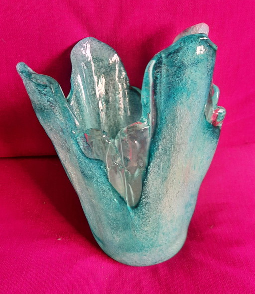 Vaso di Murano plissettato organicamente