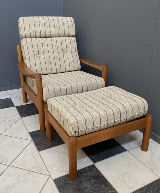 Image 1 of Hochlehniger Relaxsessel mit Hocker 1960er Jahre von Tarm Stole Dänemark