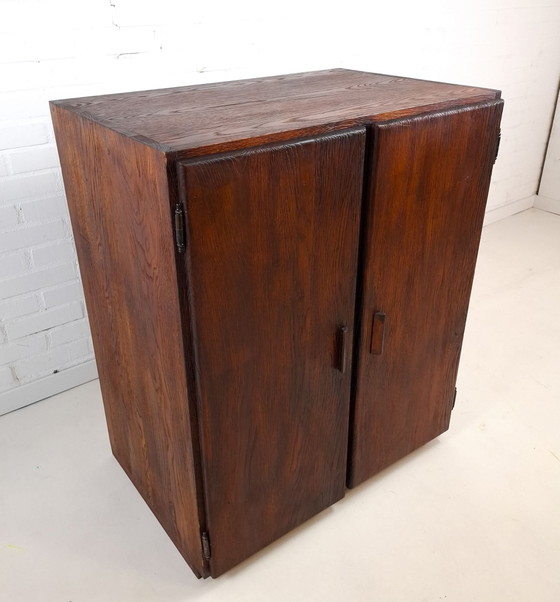 Vintage brutalist sideboard rough dark brown wood (photo 7 of 13)