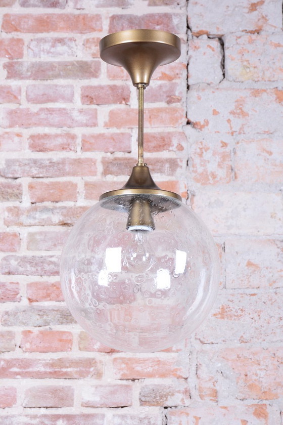 Restored Mid-Century Chandelier, Brass, Glass, New Electrification, Czech, 1960s, Gold, Mid Century Modern (photo 3 of 9)