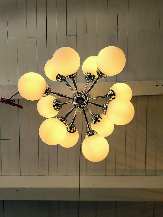 Image 1 of Lampadario Sputnik con 12 globi - cromato anni '70