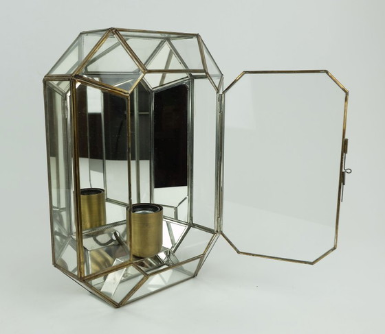 Image 1 of 1970s 1980s SCONCE wandlamp manfred fenske leuchten glass mirrored glass metal