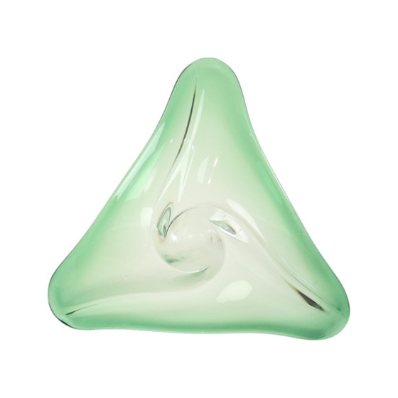 Image 1 of Coupe en cristal vert Val Saint Lambert