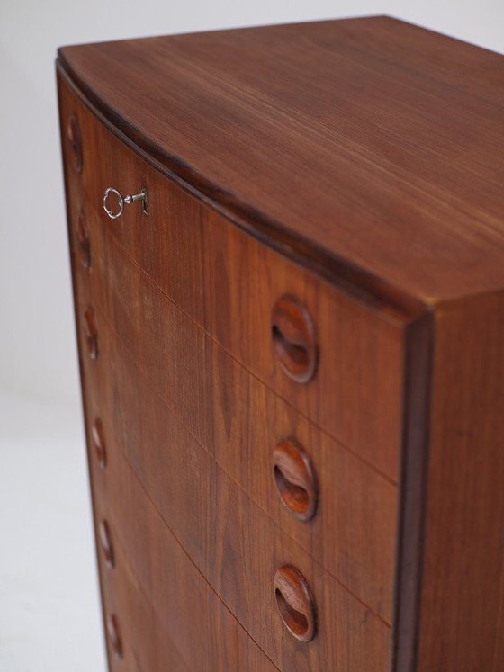 Image 1 of Tall spherical teak chest of drawers Danish vintage 1960s
