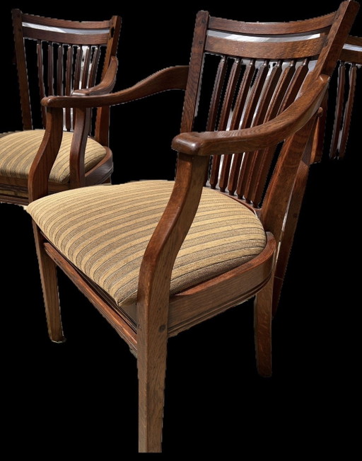 4 sedie da pranzo Bannink Art Nouveau in legno di ciliegio – eetkamerstoelen, Textile, Wood
