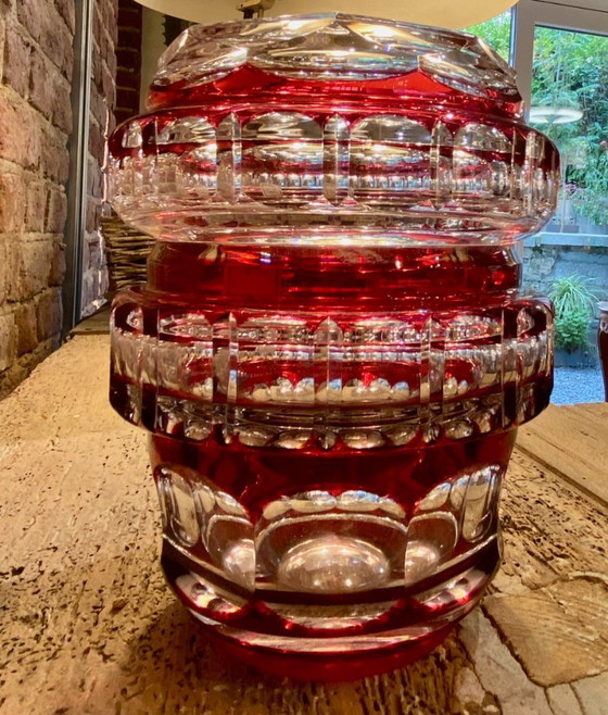 Vaso in Cristallo Rosso Doppio – Val Saint Lambert – Cristallo Tagliato (con etichetta) – Vasi (photo 8 of 8)
