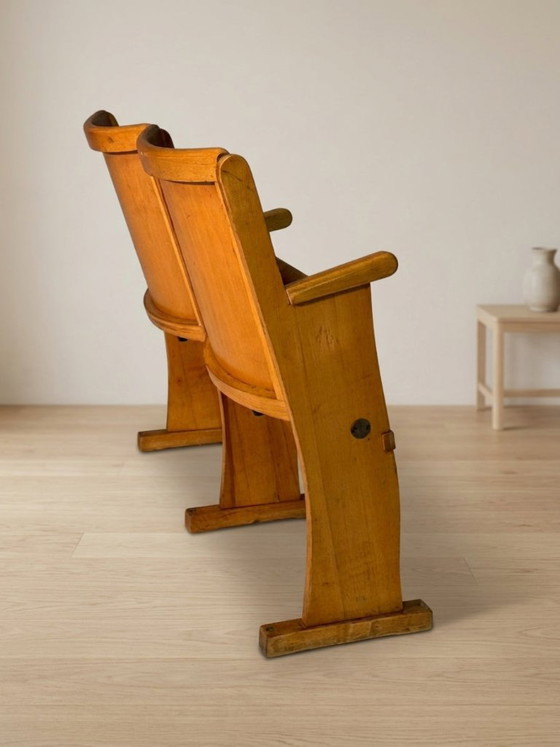 Cinema Chairs Mid-Century Wooden Cinema Seating, 1950s, Germany, 104 × 42 × 85.5 cm – Armchairs (photo 2 of 7)