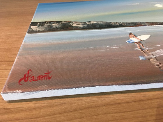 Philippe Laurent - Surf On The Beach - Artist's Painting – Paintings & Drawings, Canvas (photo 5 of 19)