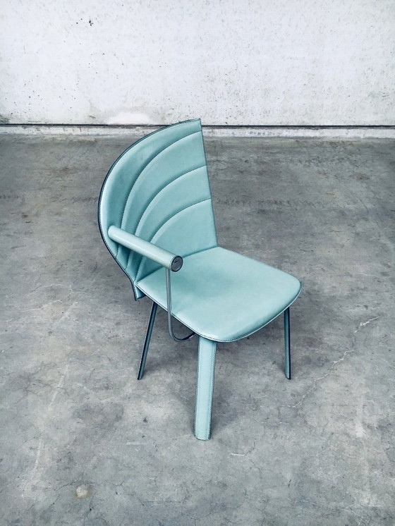 Image 1 of Postmodern Design Leather Dining Chair set by Mario Morbidelli for Naos, Italy 1980's