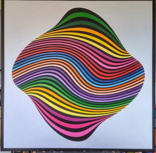 Crumpled – Abstract vierkant schilderij van Franklin van Dam – Acryl op MDF – 95 × 95 cm