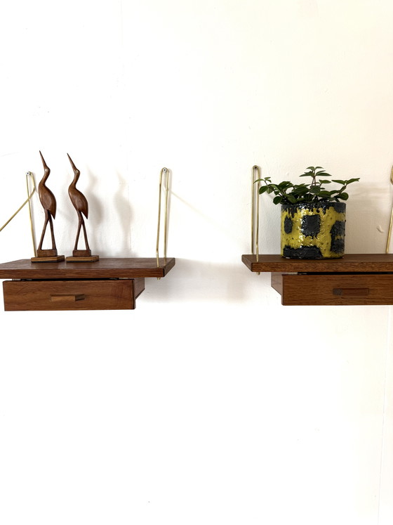 Image 1 of Set of 2 vintage Danish floating bedside tables '60s