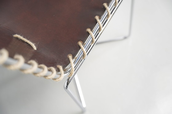 Image 1 of Ungewöhnliche Esszimmerstühle aus Leder und Seilen Italien 1970