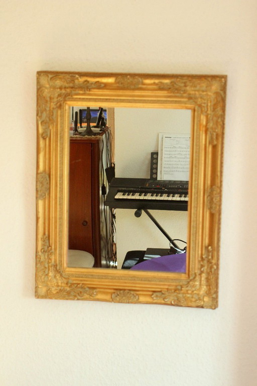 Espejo de pared de madera - cristal espejado - vintage