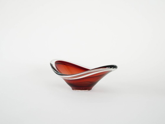 Image 1 of Ruby schaal, Murano glas, Italiaans design, jaren 60, gemaakt in Italië