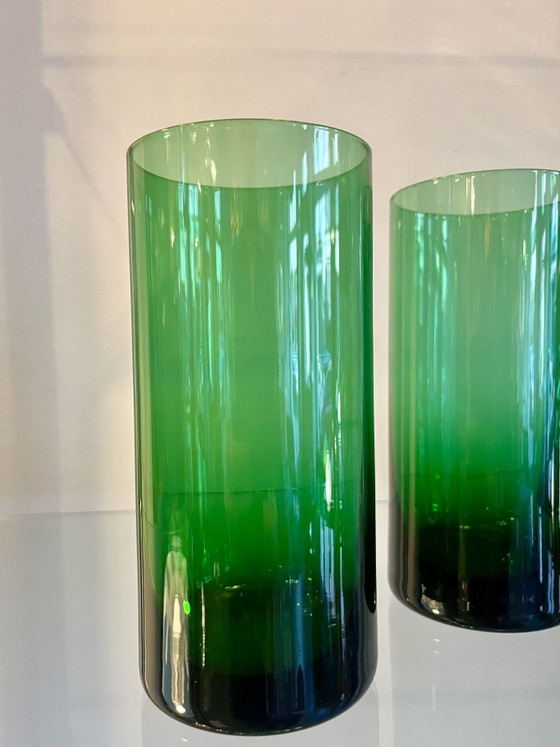 Image 1 of 3 bicchieri highball verde smeraldo soffiati a mano