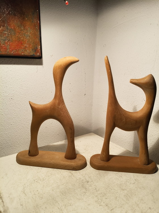 Image 1 of Sculture di animali in legno astratte moderniste dal design vintage