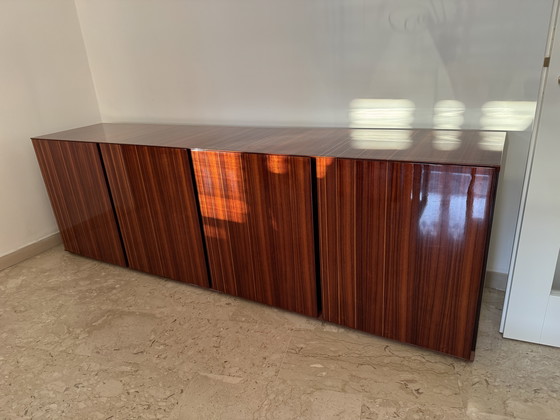 Image 1 of Monumental Rosewood Sideboard Zebrawood Lacquered Mid-Century Design 1970