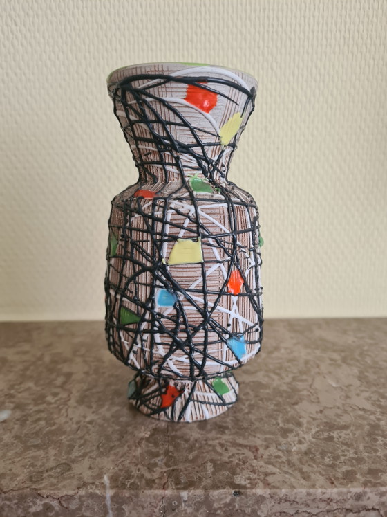 1955 Deruta Pottery Vase Volpi Handmade Avant-Garde Sgraffito Ceramic Italian Mid-Century Design (photo 2 of 5)