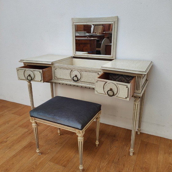 Image 1 of Vintage kaptafel sidetable make up tafel bureau met spiegel