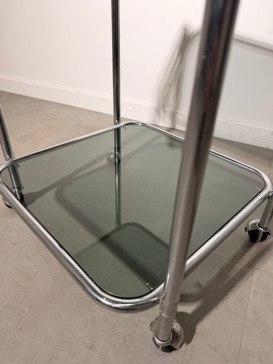 Vintage Chrome & Smoked Glass Bar Cart (photo 3 of 5)