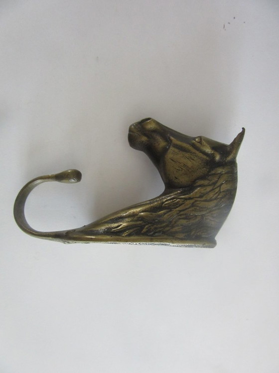 Image 1 of Gancio appendiabiti vintage in ottone a forma di testa di cavallo (rif. 110726010)