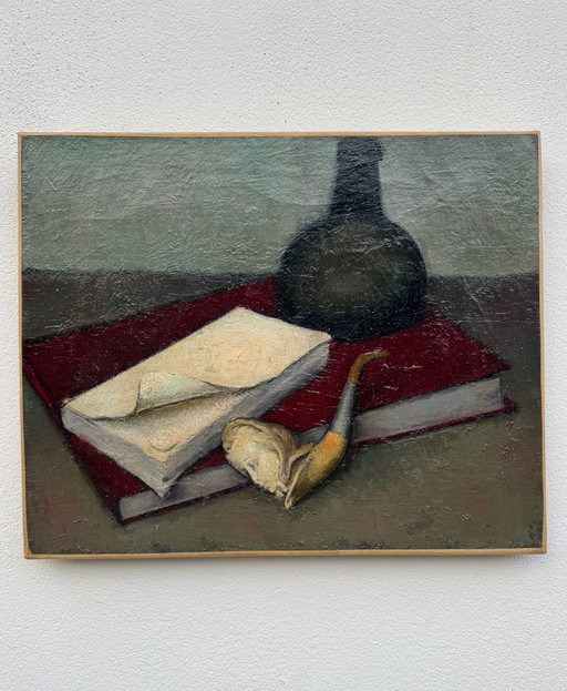 Oud modern realisme stilleven schilderij